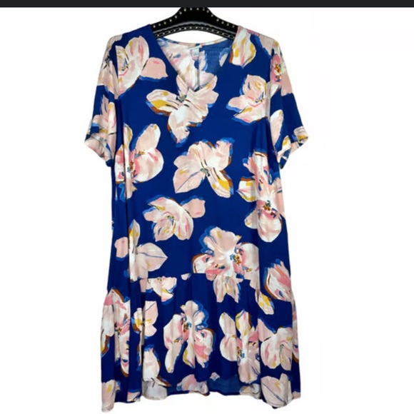 A New Day Large Floral Short Sleeve Ruffle Hem Dress. Size XL. D3 - Picture 1 of 3